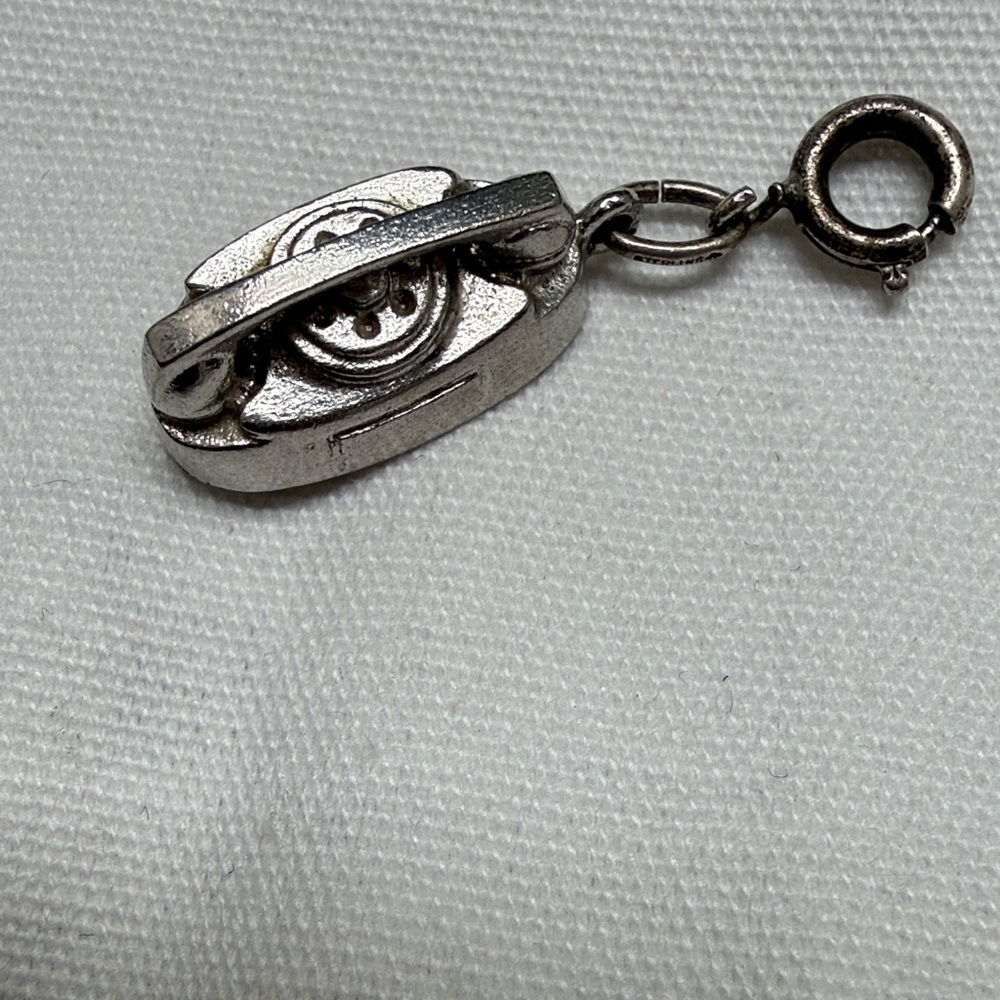 Silver tone Telephone Charm